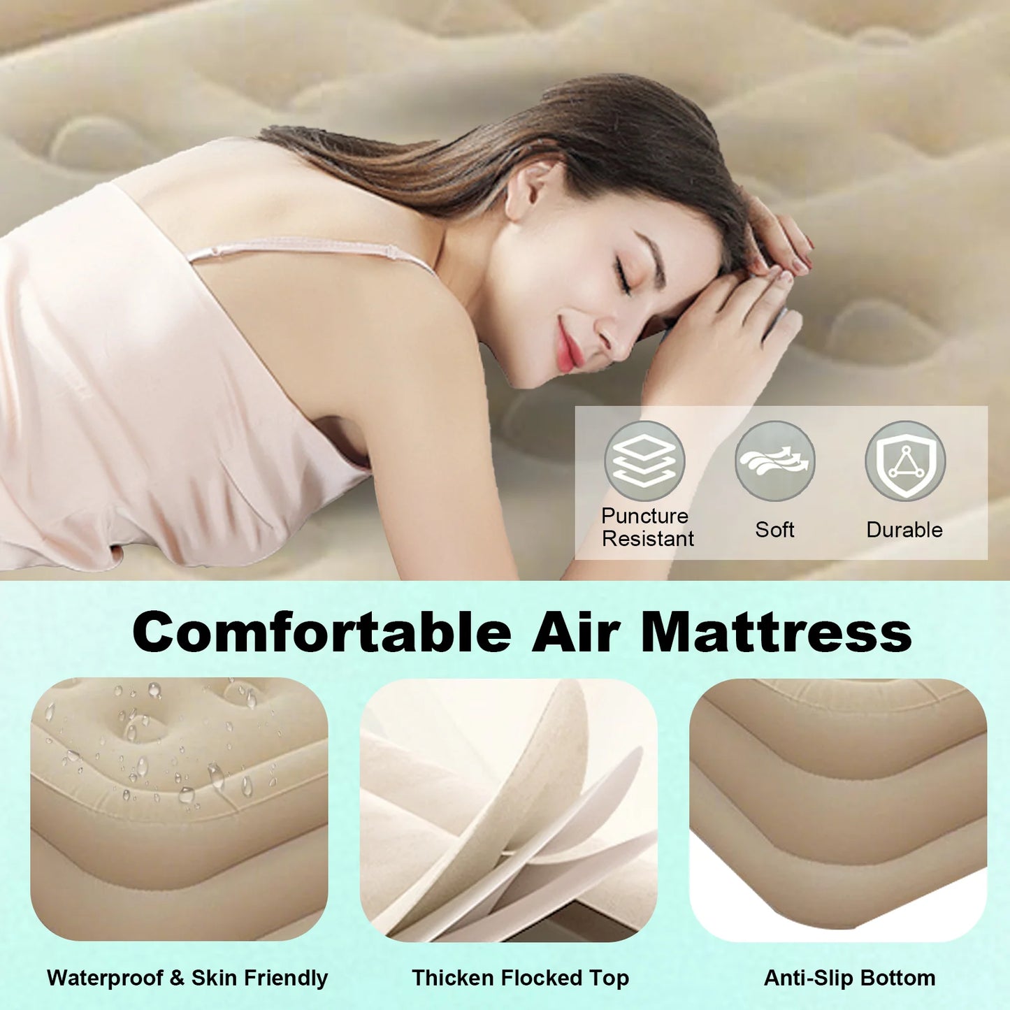 Automatic Inflatable Mattress With Built In Pump Portable Bed