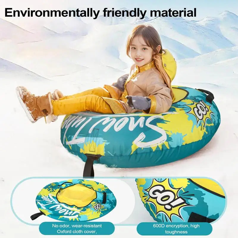 Inflatable Snow Sled With Thick Handles For Winter Fun