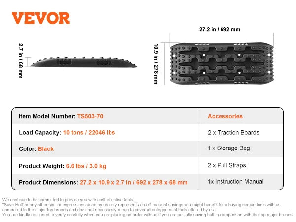 10 Ton Traction Boards For Off Road Recovery Mats Pair