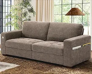 Living Room Chenille Sofa With USB Charging Removable Cover