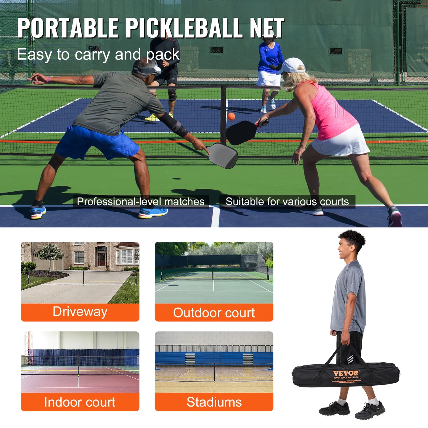 SucceBuy Portable Pickleball Net System Full Court