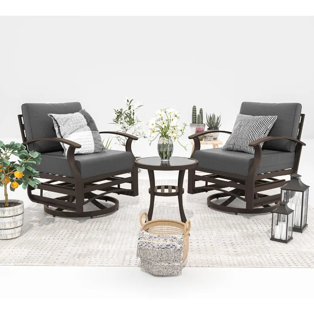 Aluminum Patio Furniture Set with Swivel Chairs for Modern Style
