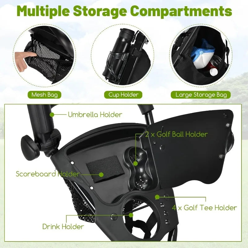 Goplus 3 Wheel Golf Push Cart Foldable Lightweight
