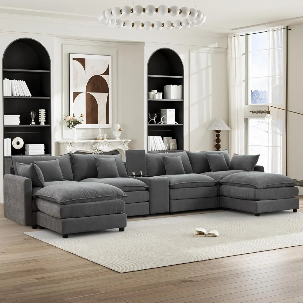 Cloud Couch Modular Gray Sectional With Chenille Comfort