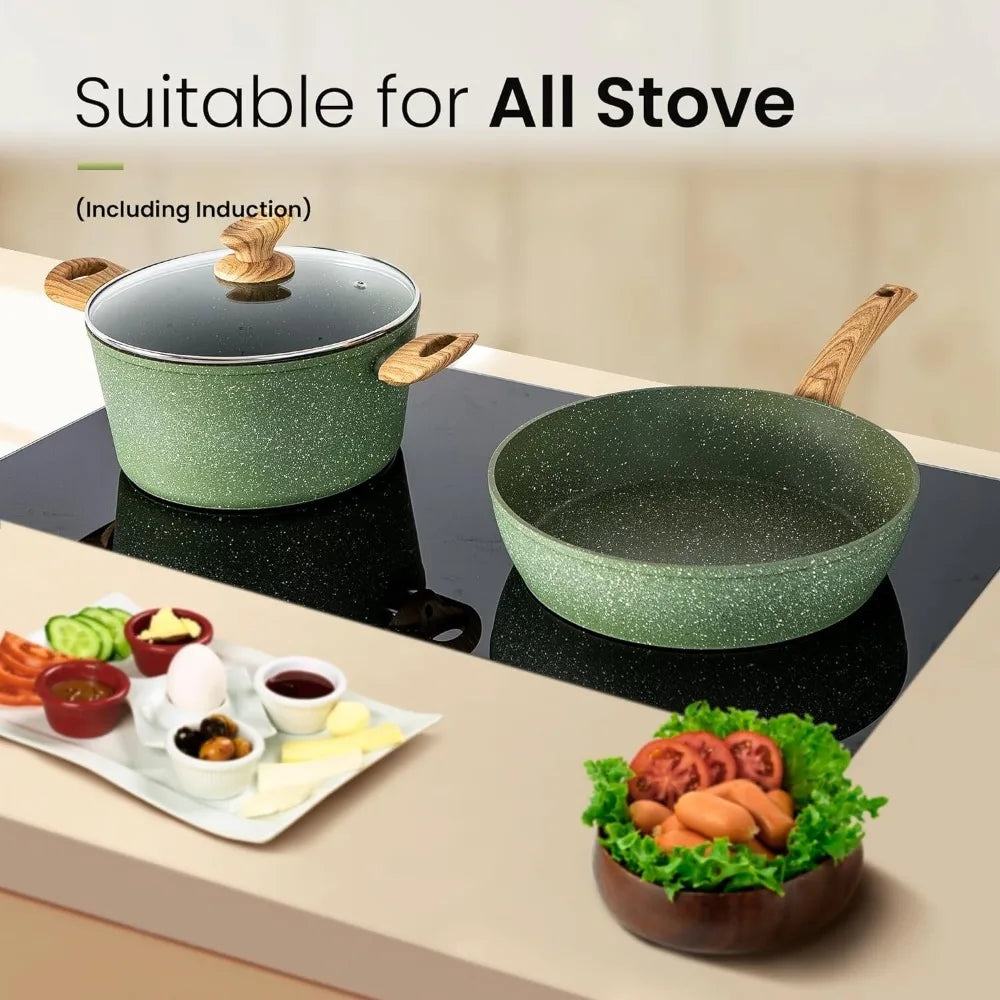 30 Piece Nonstick Cookware Set with Elegant Granite Design