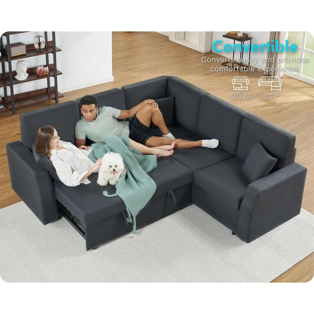 85 Inch Sofa Bed Sectional With Storage Seat Pull Out
