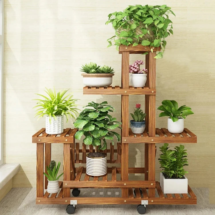 6 Tier Wood Plant Stand for Stylish Indoor and Outdoor Display