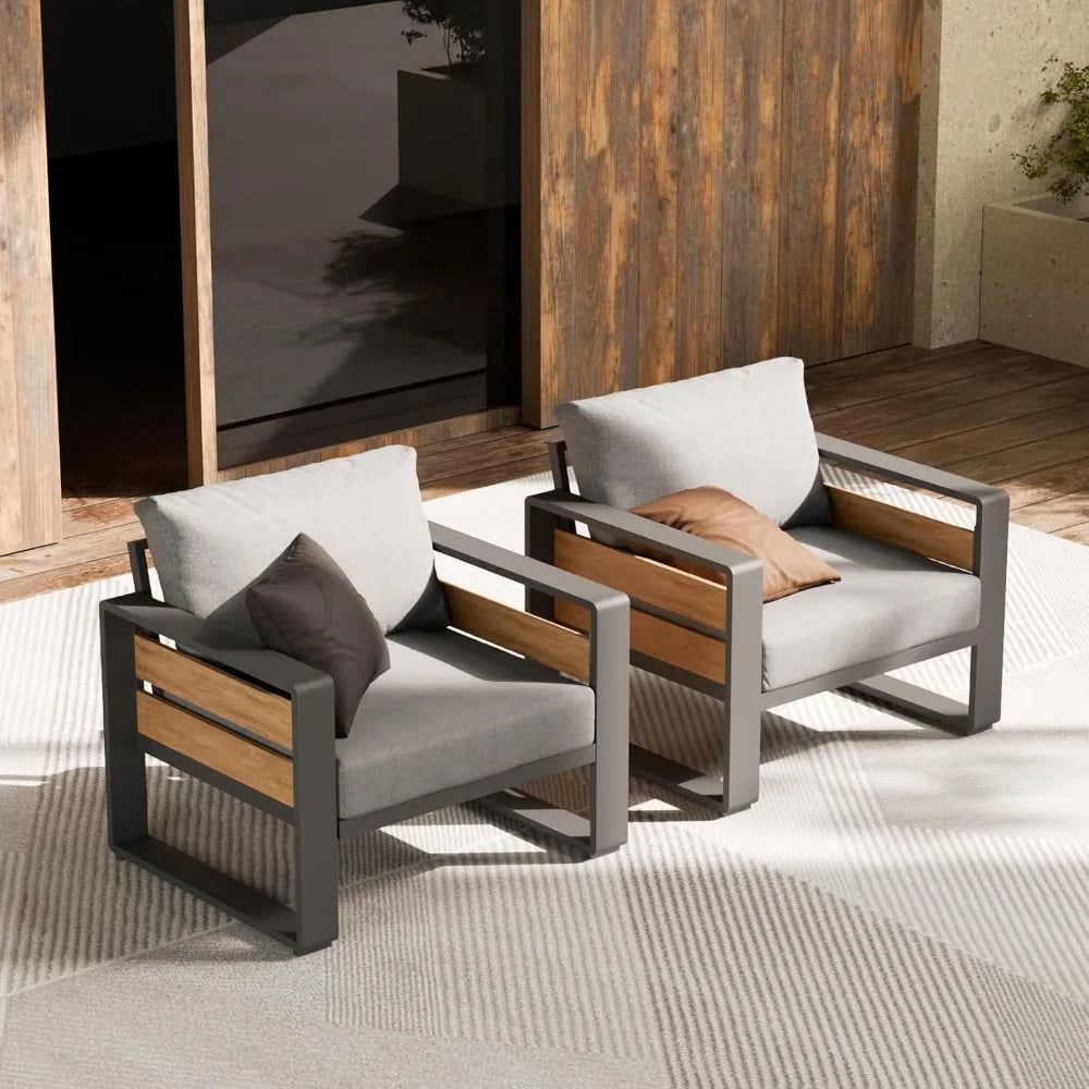 Aluminum Outdoor Armchairs All Weather Washable Cushions