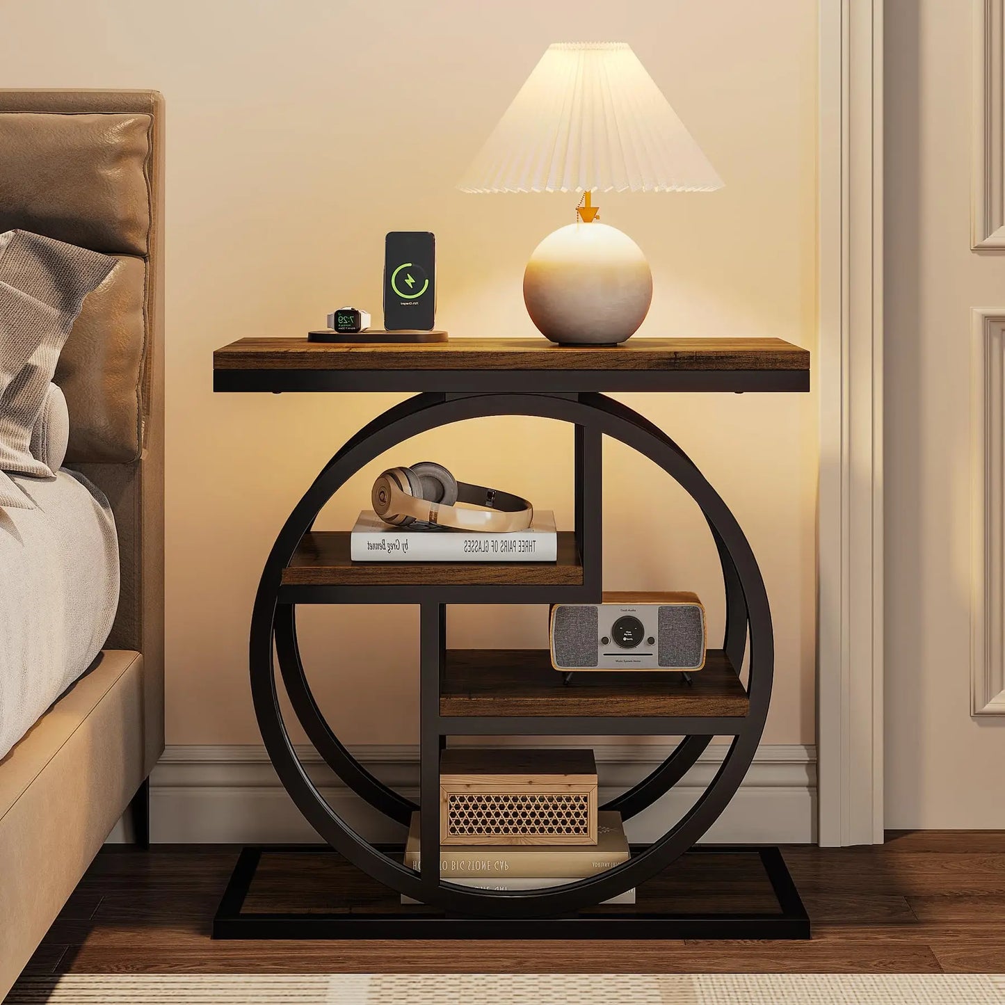 Tribesigns End Table With Storage Shelves Narrow Side Table