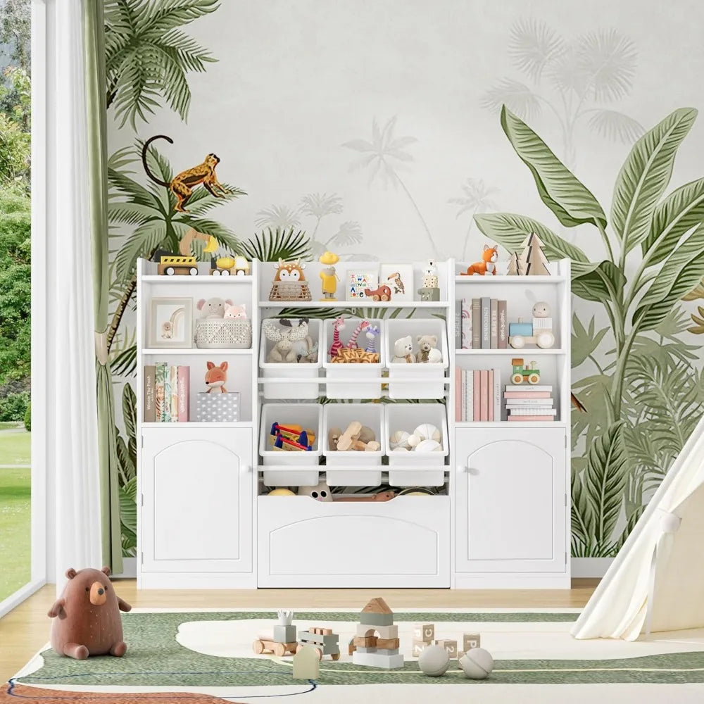 Multifunctional 55 Inch Kids Toy Organizer with Movable Drawer