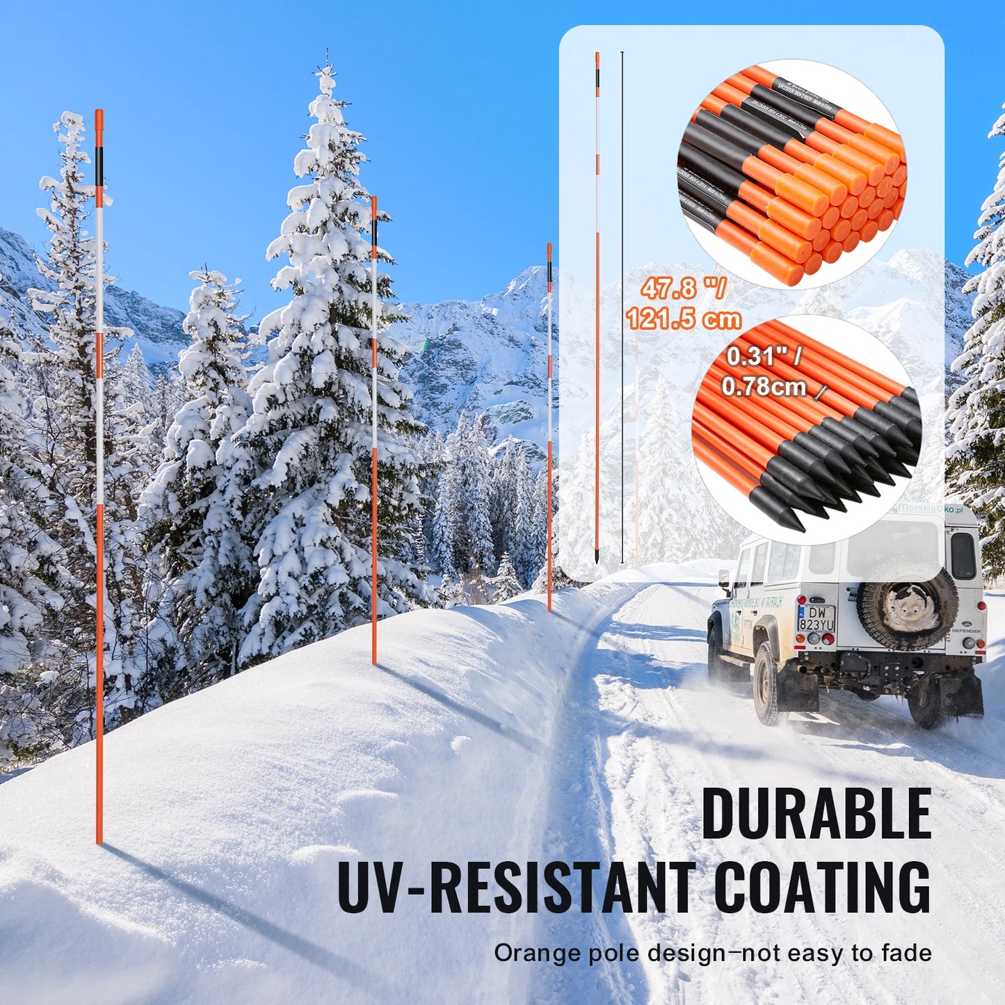 Driveway Markers 48 Inch Fiberglass Poles Reflective