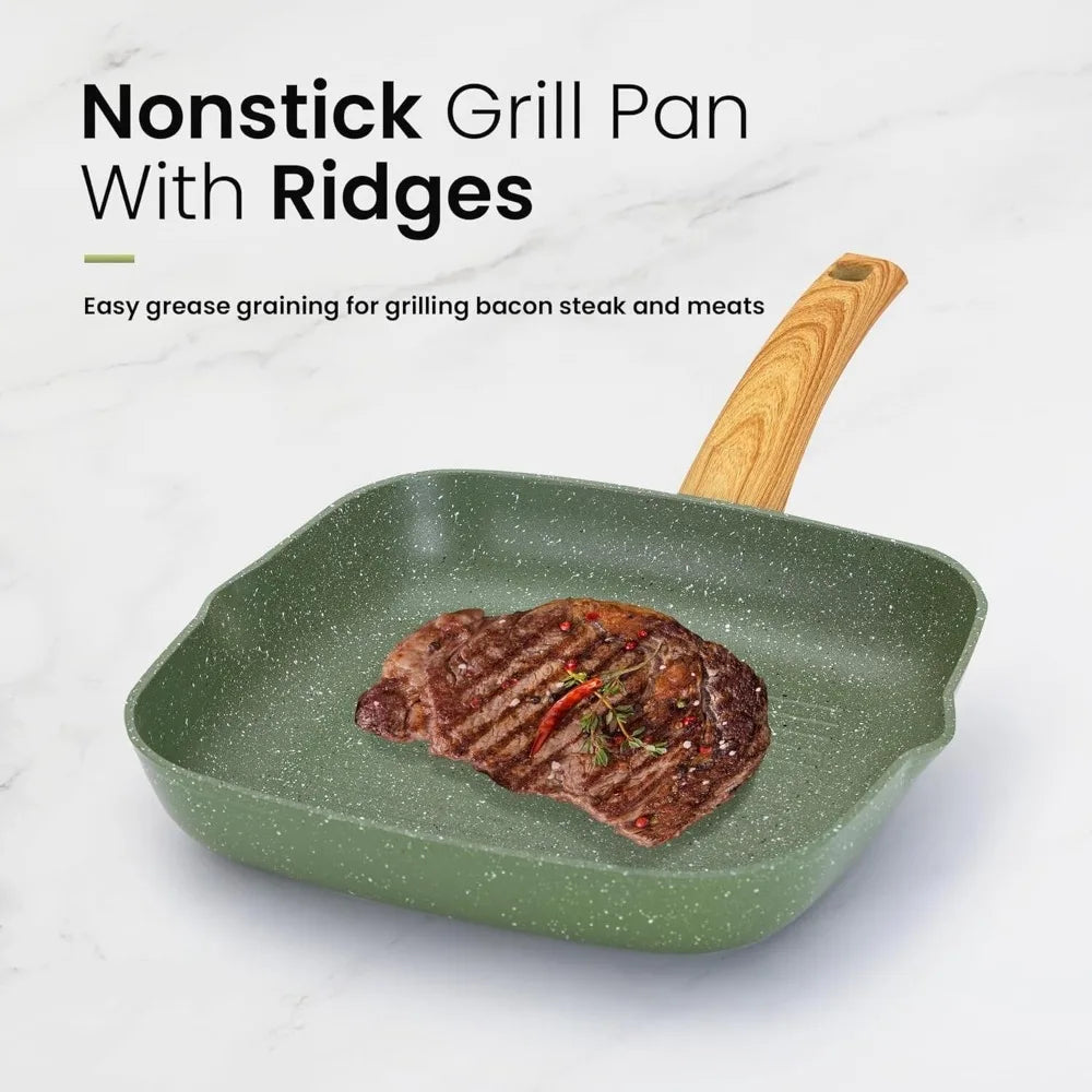 30 Piece Nonstick Cookware Set with Elegant Granite Design