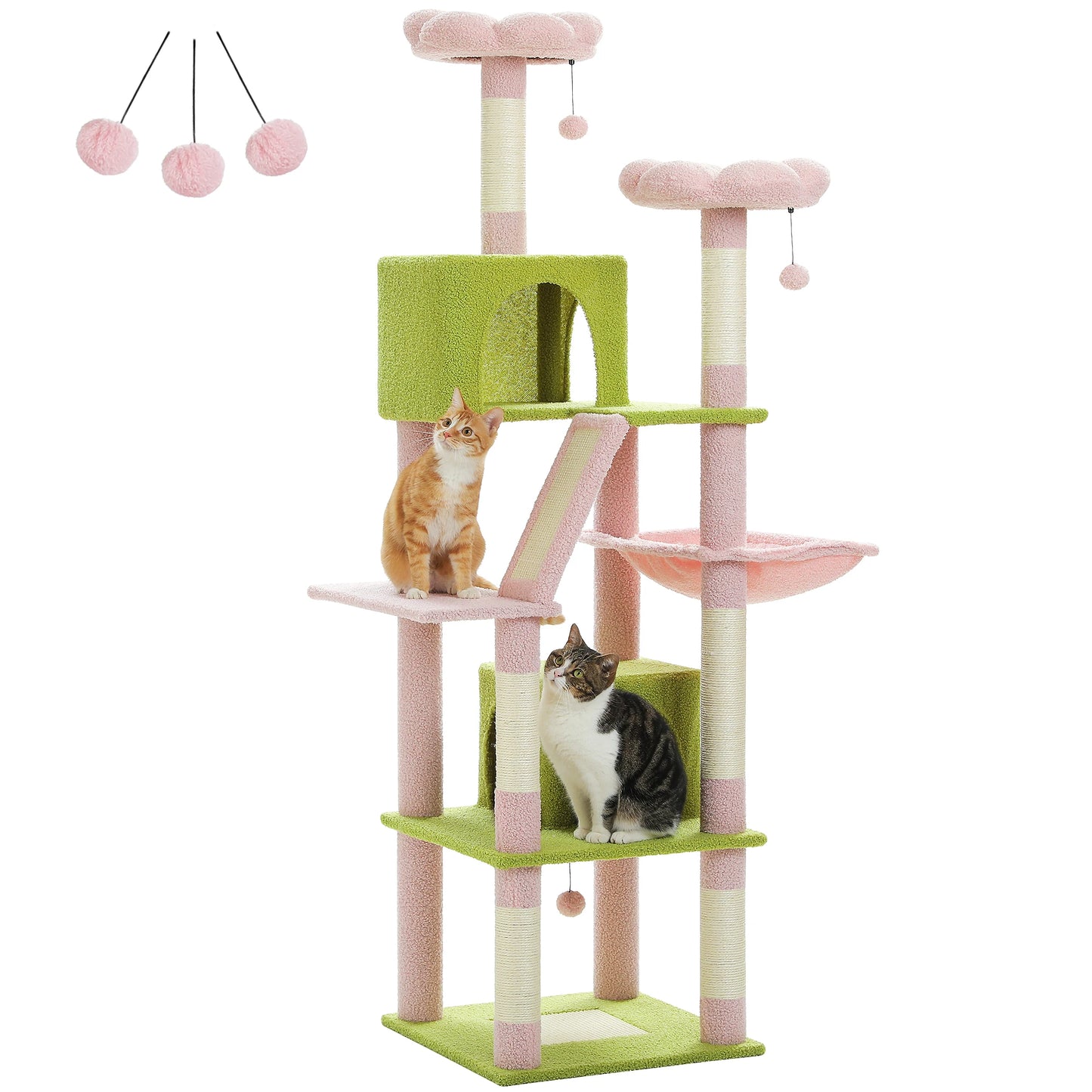 Large Cat Tree with Plush Condo and Scratching Posts