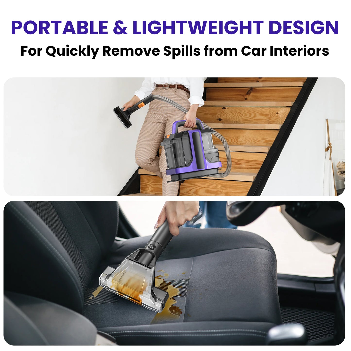 Tasvac C7 Handheld Carpet Cleaner 15Kpa Deep Pet Stain