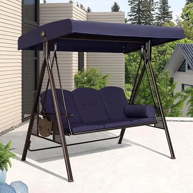 YANYING Deluxe Outdoor Patio Swing with Adjustable Canopy