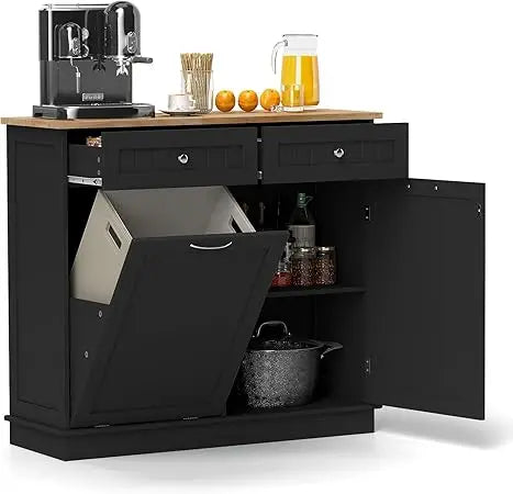 Stylish Tilt Out Trash Cabinet with Adjustable Shelf