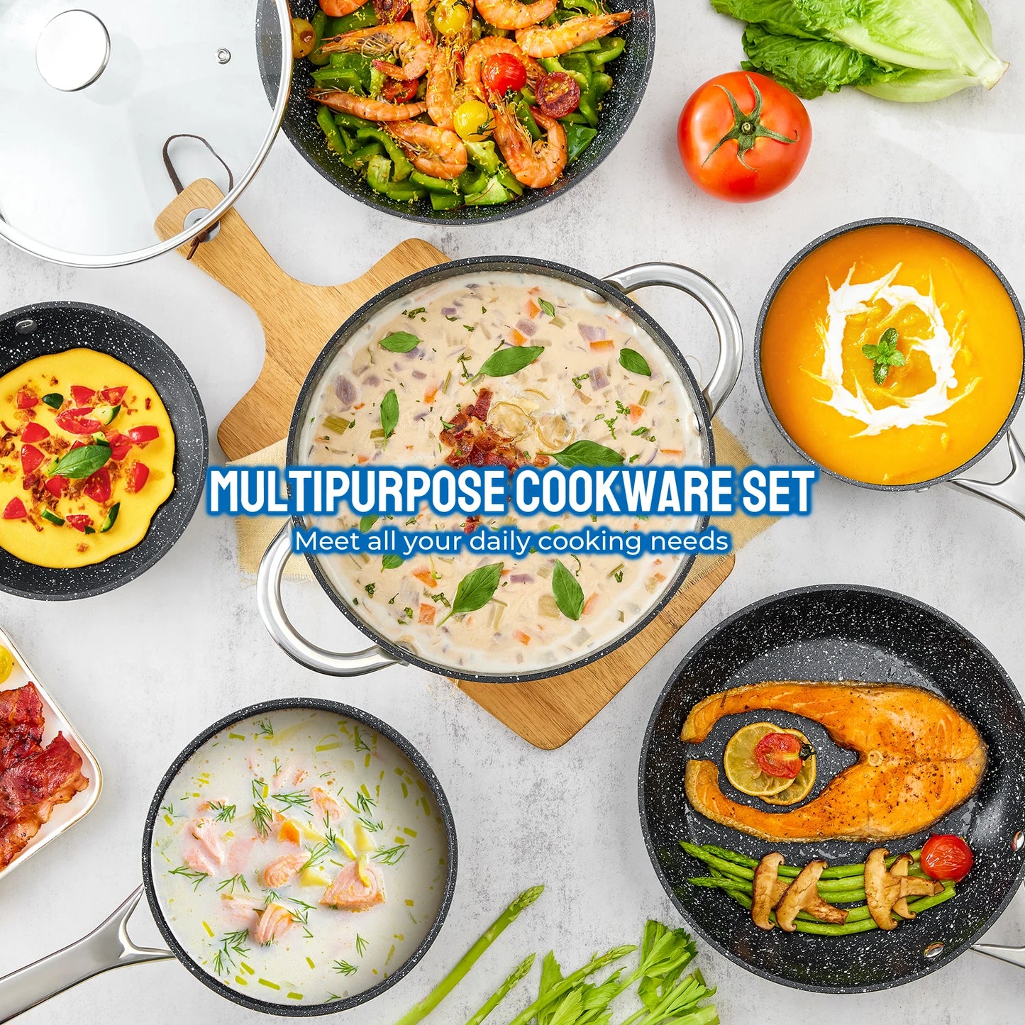 BEZIA Nonstick Induction Cookware Set for All Stoves