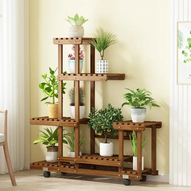 6 Tier Wood Plant Stand for Stylish Indoor and Outdoor Display