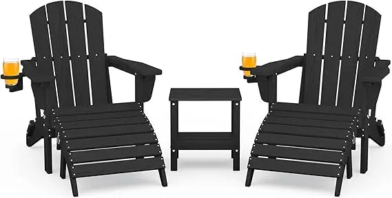 Weather Resistant Adirondack Chair and Ottoman Set
