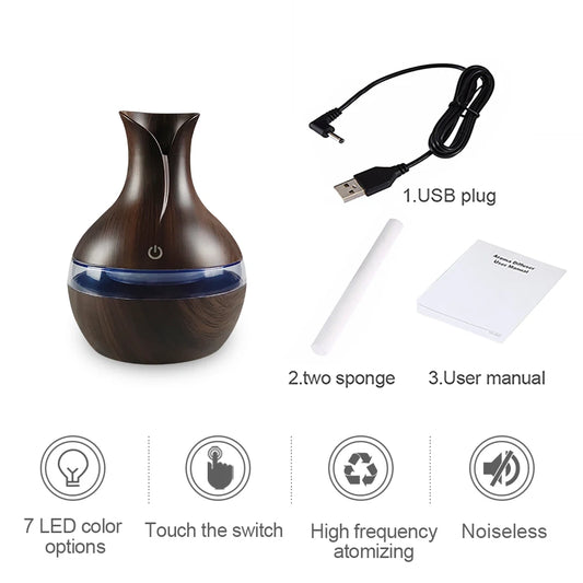 USB Humidifier Air Diffuser With 7 LED Lights For Comfort