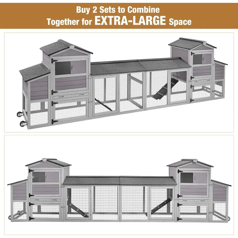 Mobile Chicken Coop With Nesting Box On Casters XL