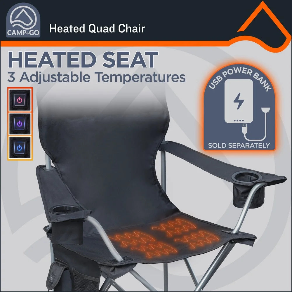 Heated Camp Chair Portable Foldable With Three Temperature Settings