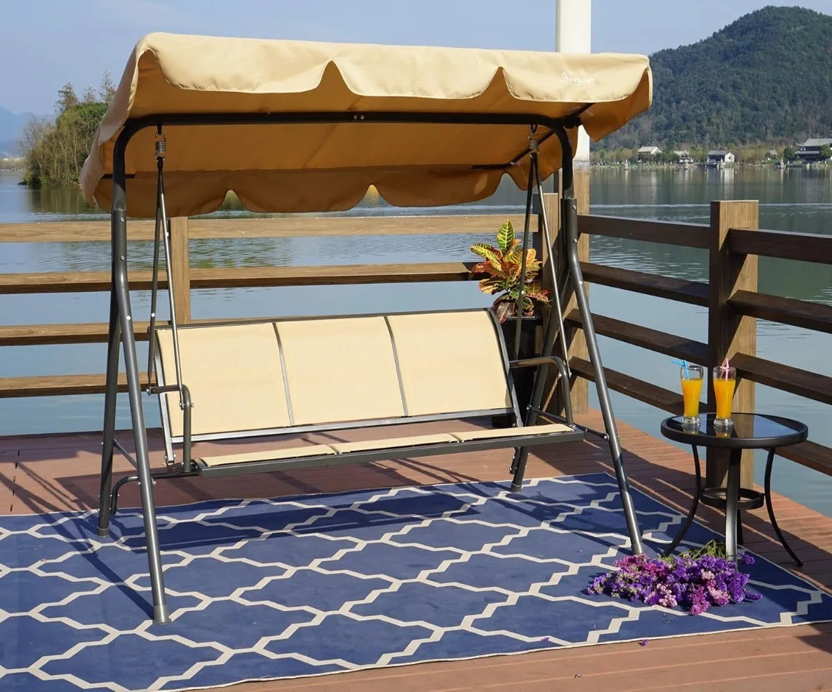 Breathable 3-Person Canopy Swing for Ultimate Outdoor Relaxation