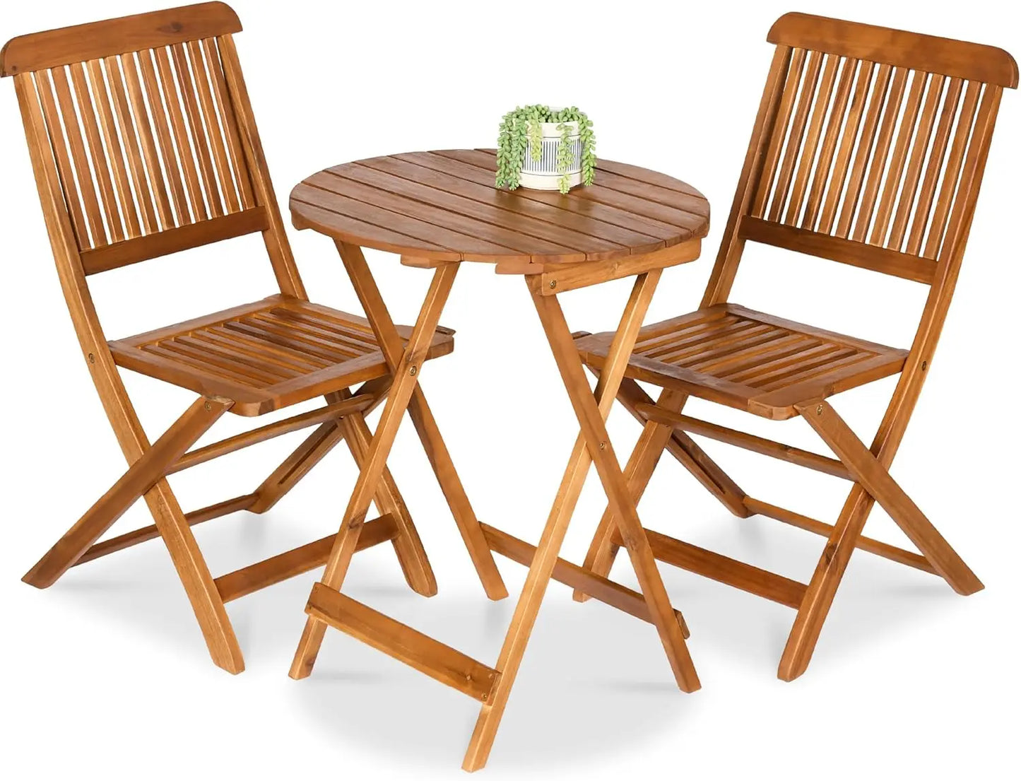 XMSJ Acacia Wood Bistro Set for Portable Outdoor Relaxation