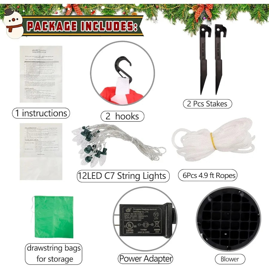 10Ft Inflatable Christmas Lighted Santa And Reindeer