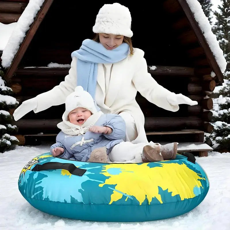 Inflatable Snow Sled With Thick Handles For Winter Fun
