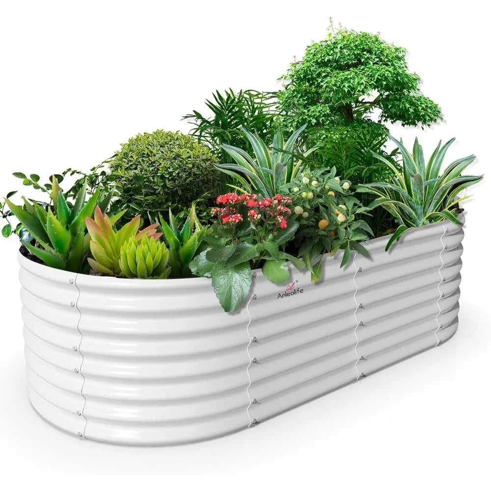 Antique White Raised Garden Bed Kit for Stylish Planting