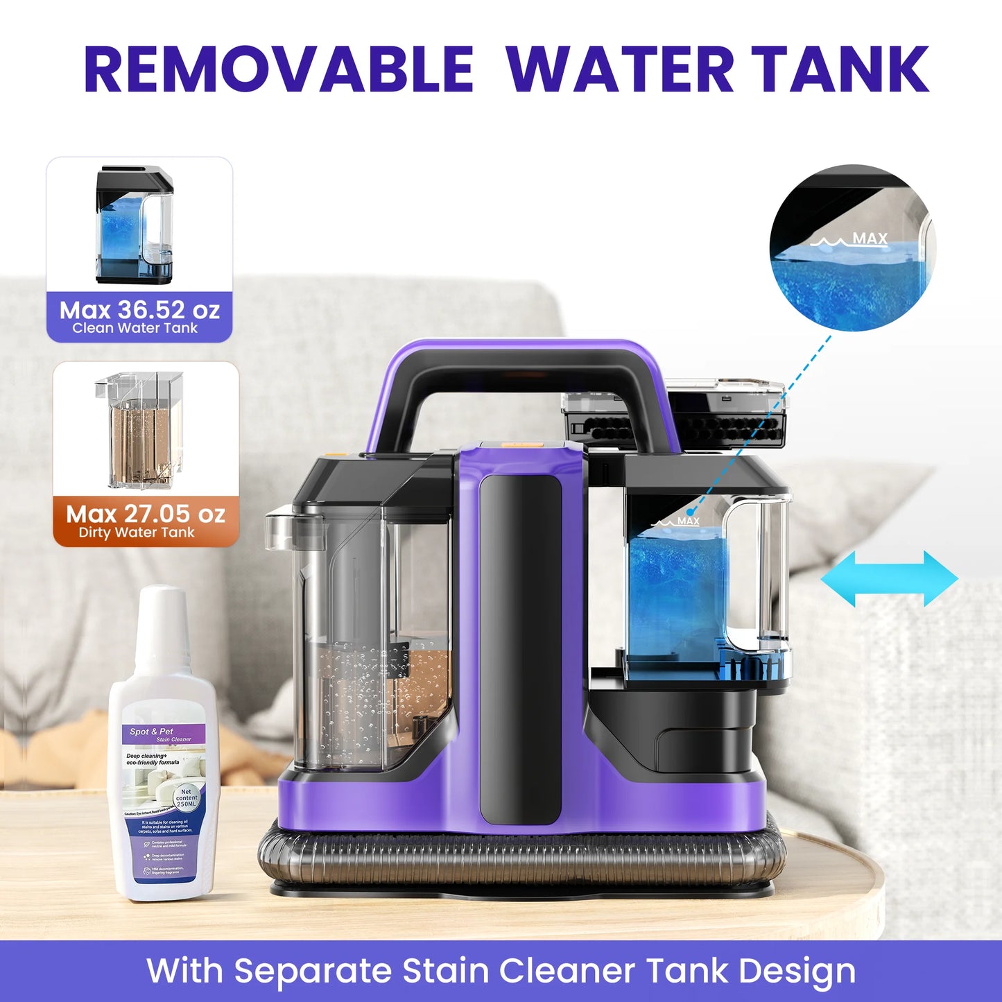 Tasvac C7 Handheld Carpet Cleaner 15Kpa Deep Pet Stain