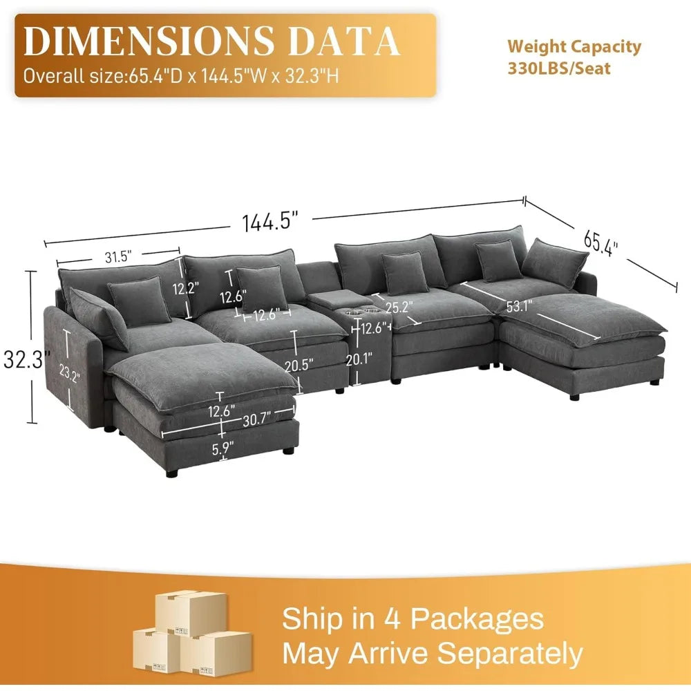 Cloud Couch Modular Gray Sectional With Chenille Comfort