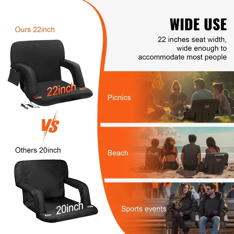 Double Heated Stadium Seat With Back Support Folding Chair