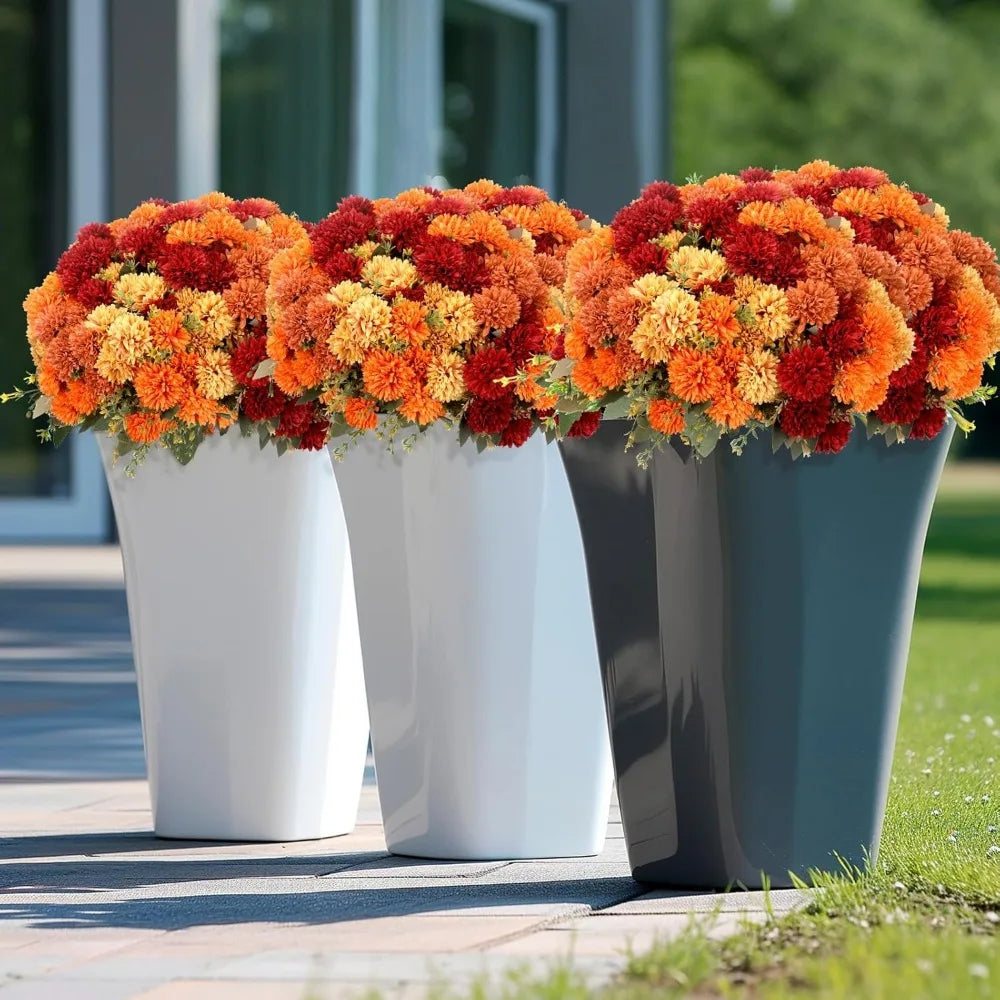 Artificial Silk Mums Bouquet 12 Pcs Burnt Orange Fall Decor