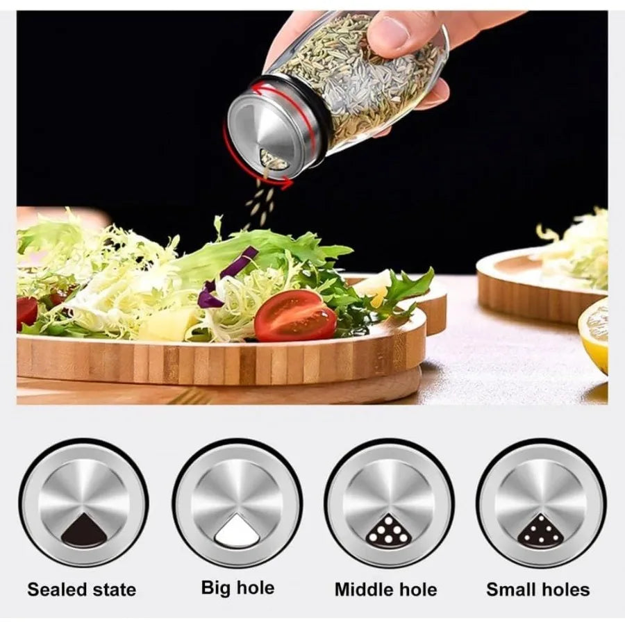 Revolving Spice Rack Organizer with 12 Glass Jar Bottles