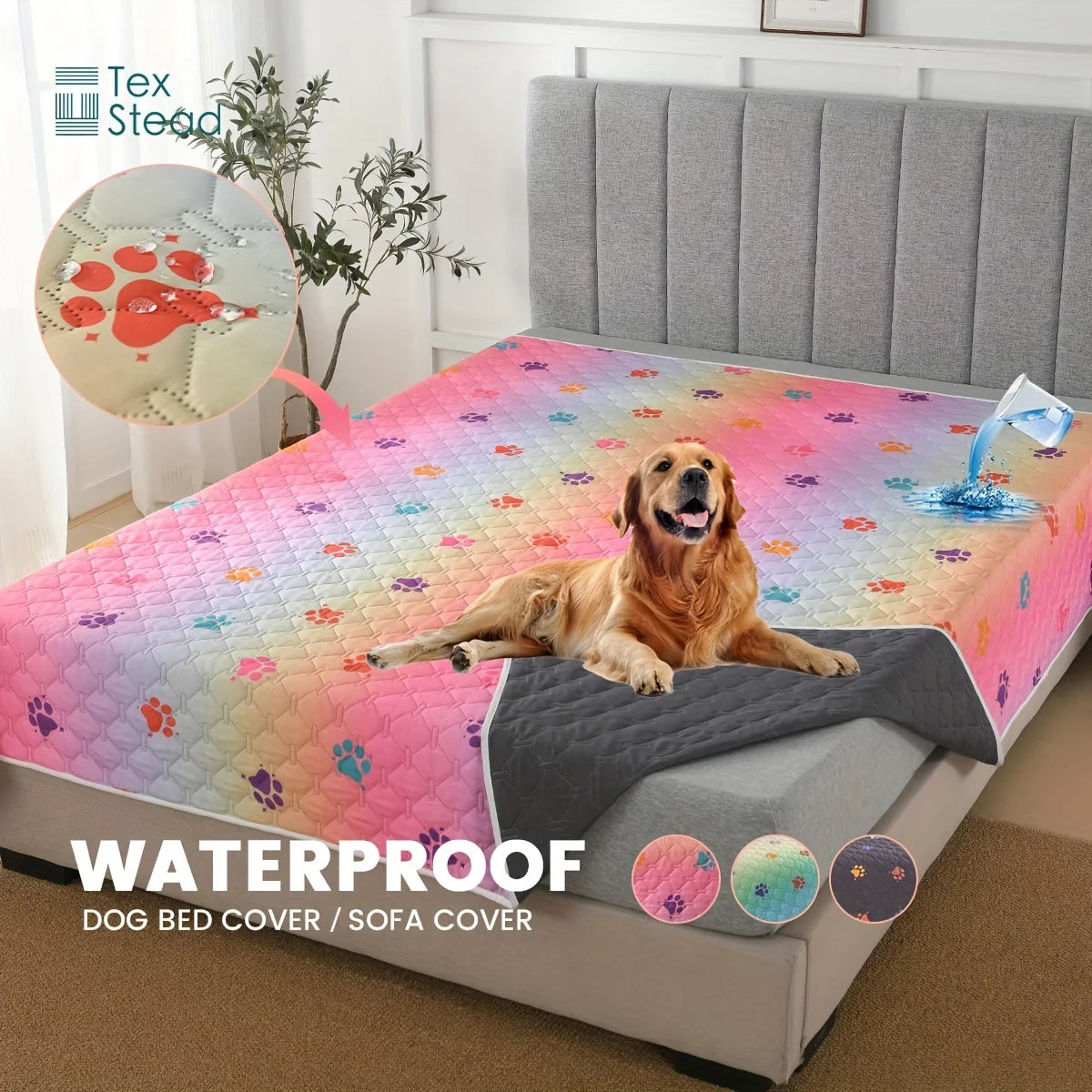 Reversible Anti-Leakage Dog Bed Cover for Kids and Pets