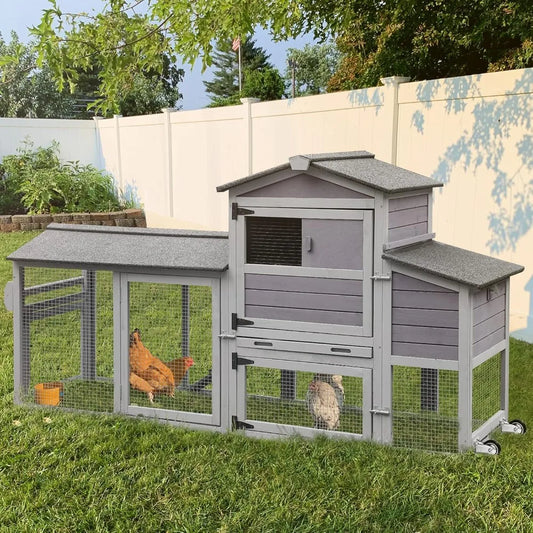 Mobile Chicken Coop With Nesting Box On Casters XL