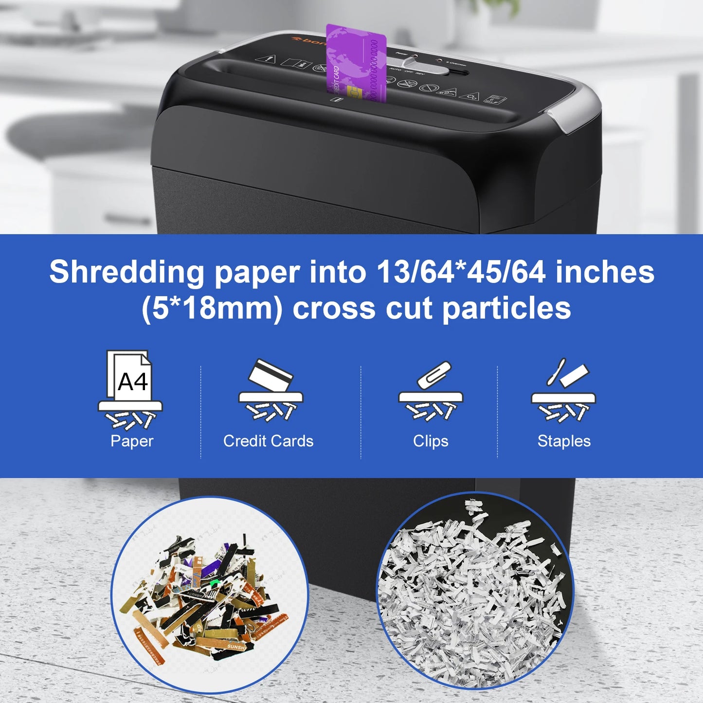Bonsaii 6-Sheet Cross Cut Shredder for Home Office Use