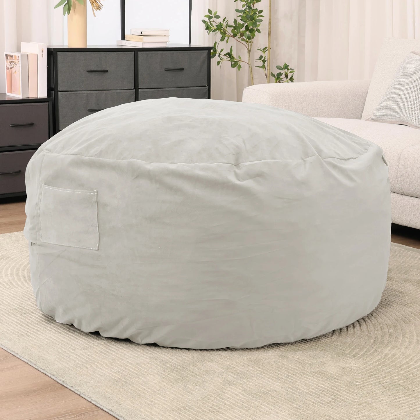 Oversized 3/4FT Bean Bag Chair with Washable Cover for Comfort