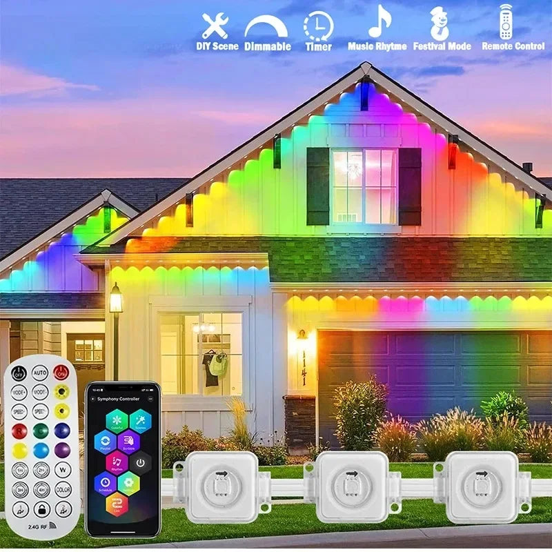 Permanent 150ft RGB Outdoor Eaves LED Lights With Remote