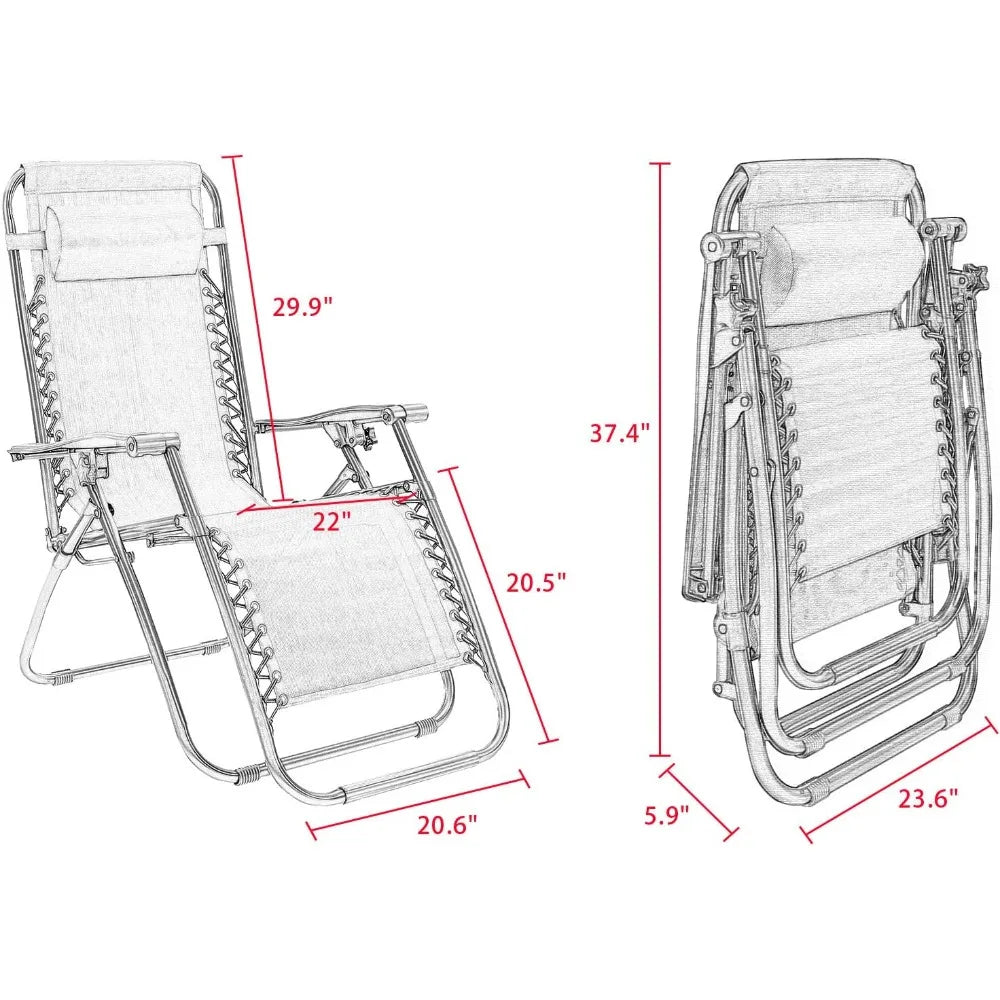 Zero Gravity Patio Chair Folding Outdoor Lounge with Cup Holder