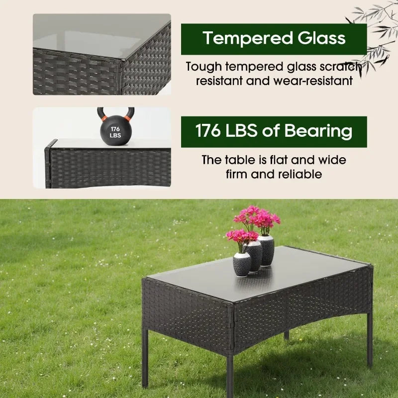 Durable 4-Piece Rattan Patio Furniture Set for Outdoor Comfort