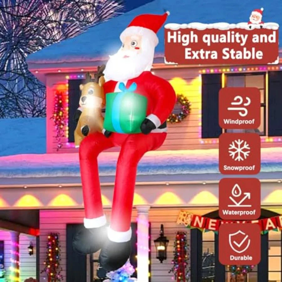 Sitting Santa Outdoor Inflatable With LED Lights Christmas