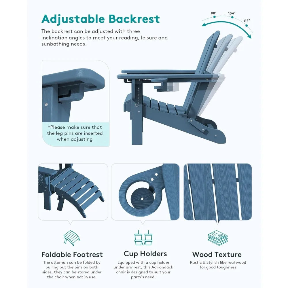Weather Resistant Adirondack Chair and Ottoman Set