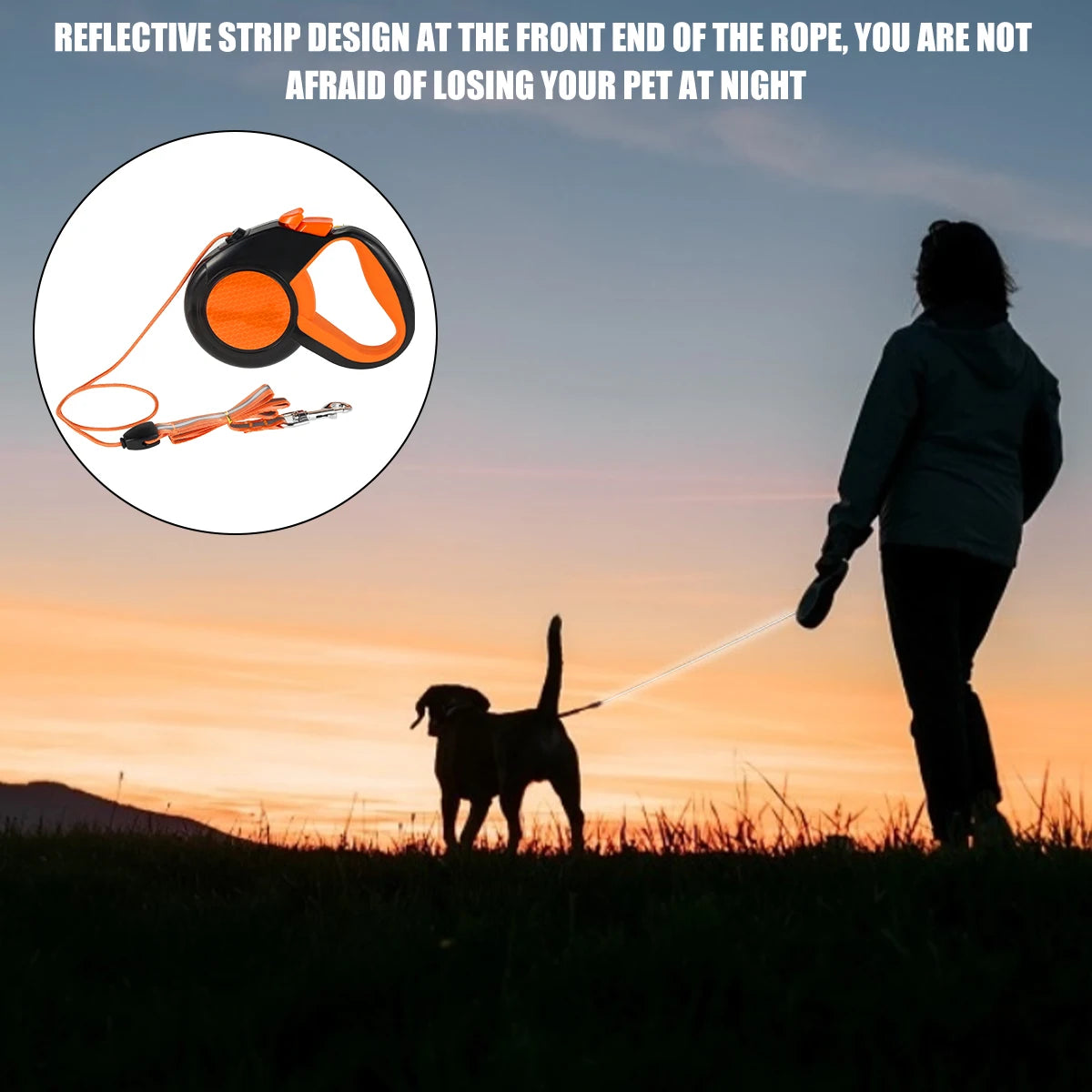 Retractable Dog Leash Heavy Duty With Reflective Tape