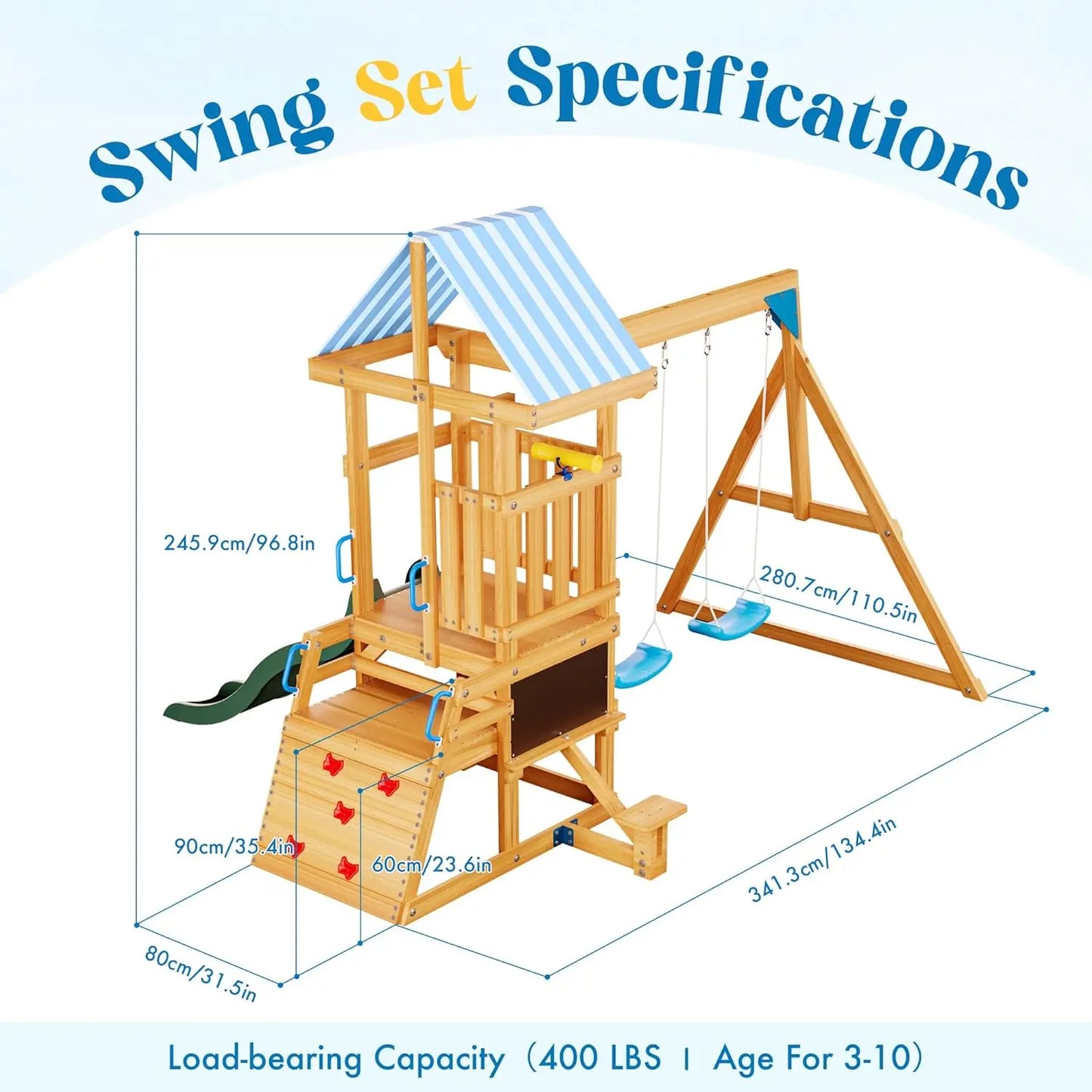 Robotime Robud Wooden Swing Set for Outdoor Adventure