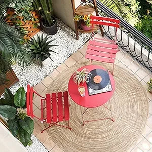 Weather-Resistant 3-Piece Folding Bistro Set for Indoor Outdoor Use