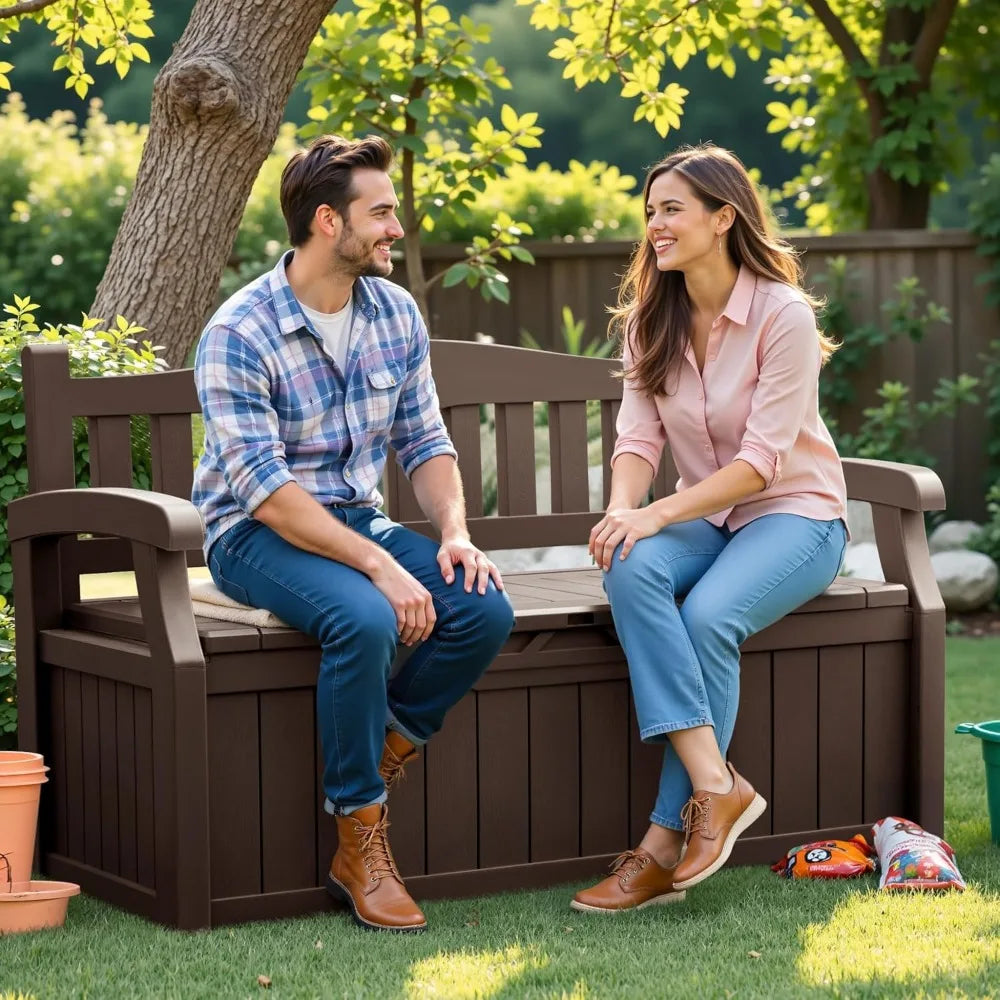80 Gallon Outdoor Storage Bench with Lockable Hidden Storage