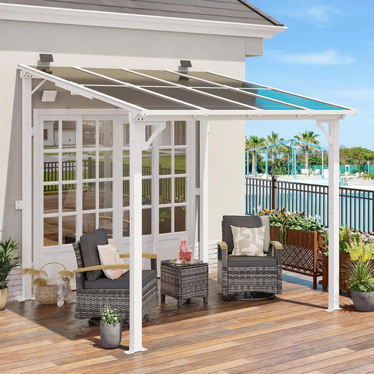 Wall Mounted Lean To Metal Gazebo Awning For Patio Black